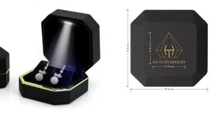  PK032 HỘP BÔNG TAI ĐÈN MÀU ĐEN 