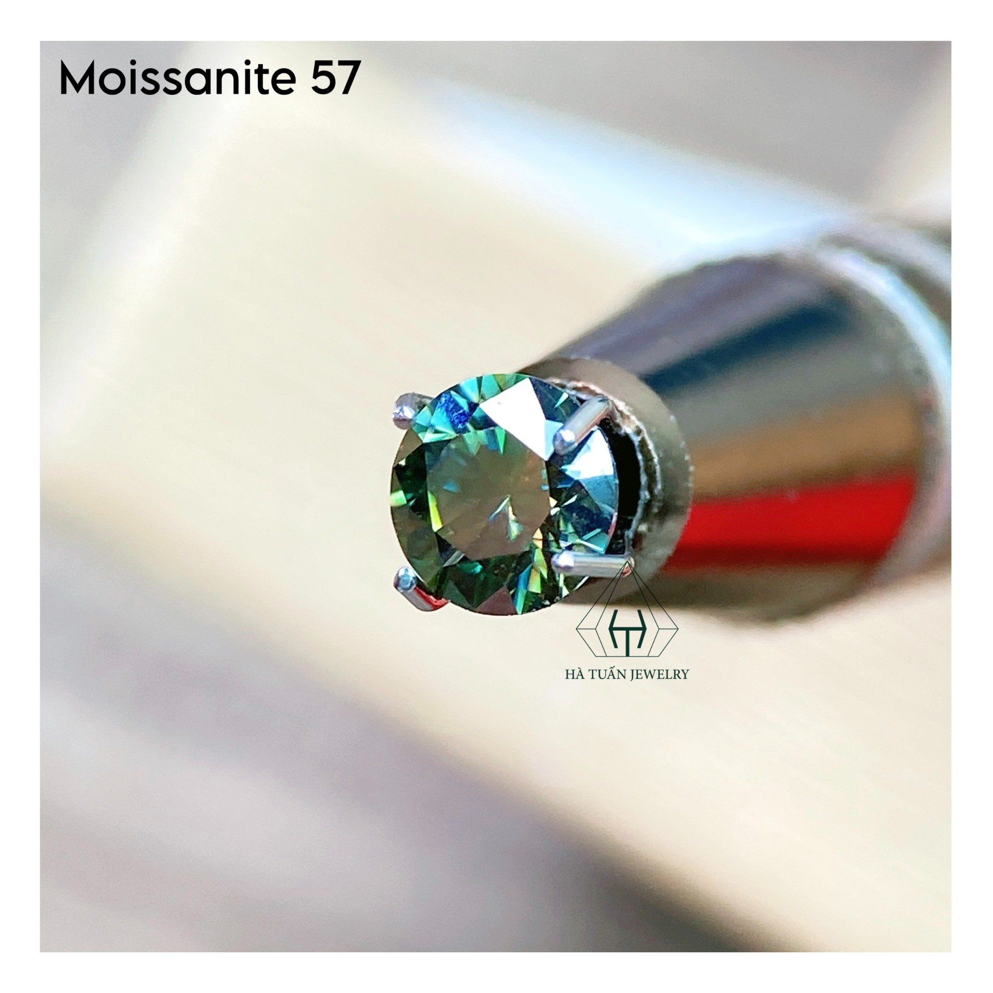  Moissanite xanh lá 57 giác MG57 