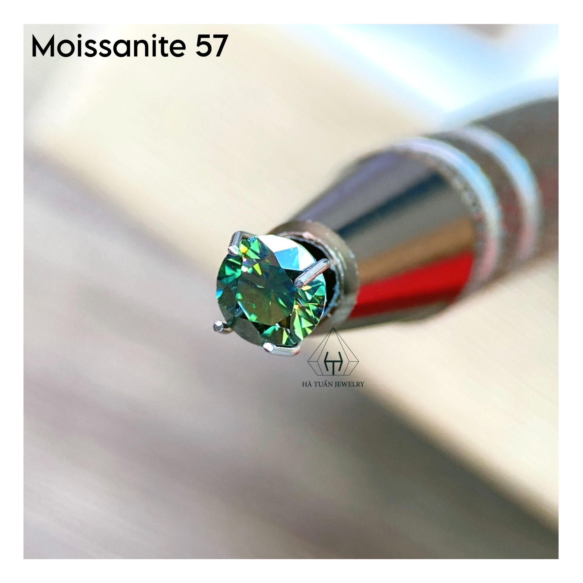  Moissanite xanh lá 57 giác MG57 