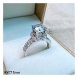  RX117 7mm Nhẫn đài tấm hoa 2 hàng đá hở 