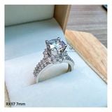  RX117 7mm Nhẫn đài tấm hoa 2 hàng đá hở 