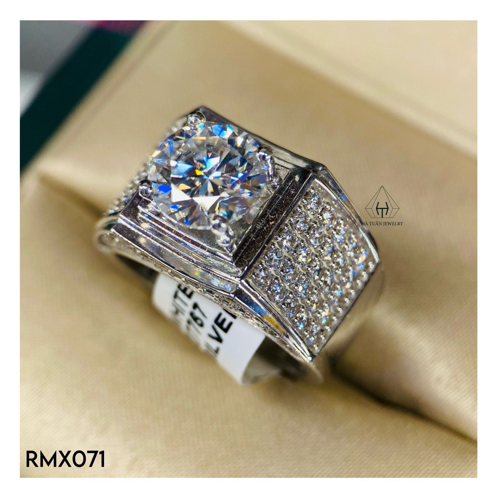  RMX071 9mm Nhẫn nam viền trơn vành đá 