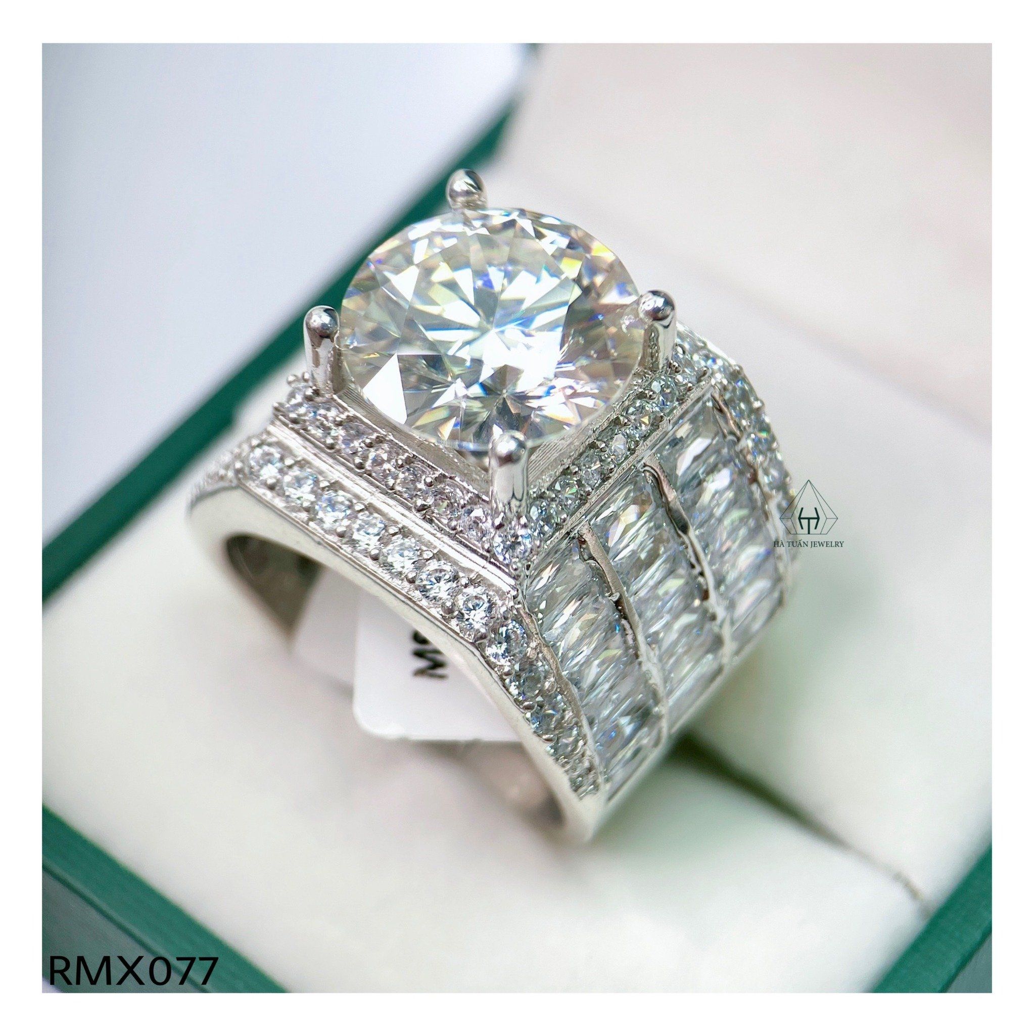  RMX077 12mm Nhẫn nam viền baguette 