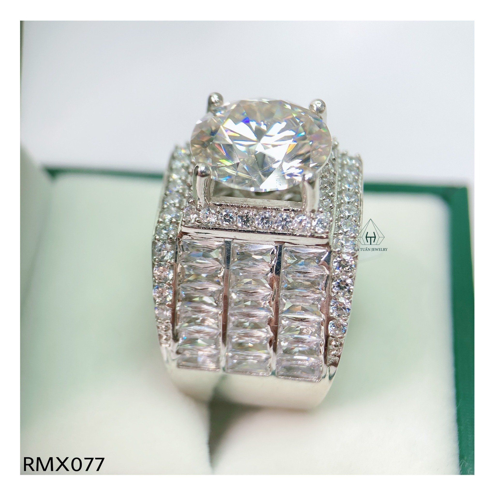  RMX077 12mm Nhẫn nam viền baguette 