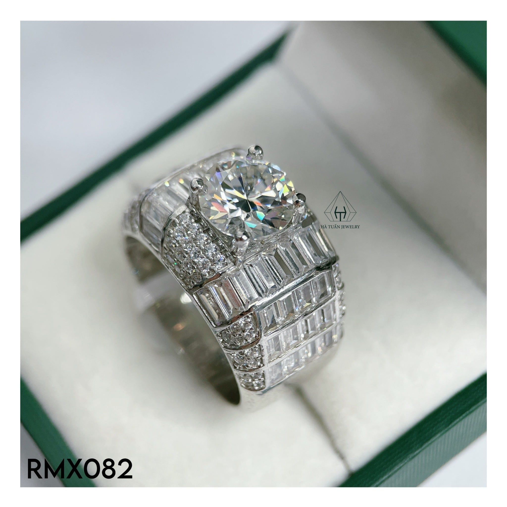  RMX082 9mm Nhẫn nam viền baguette 