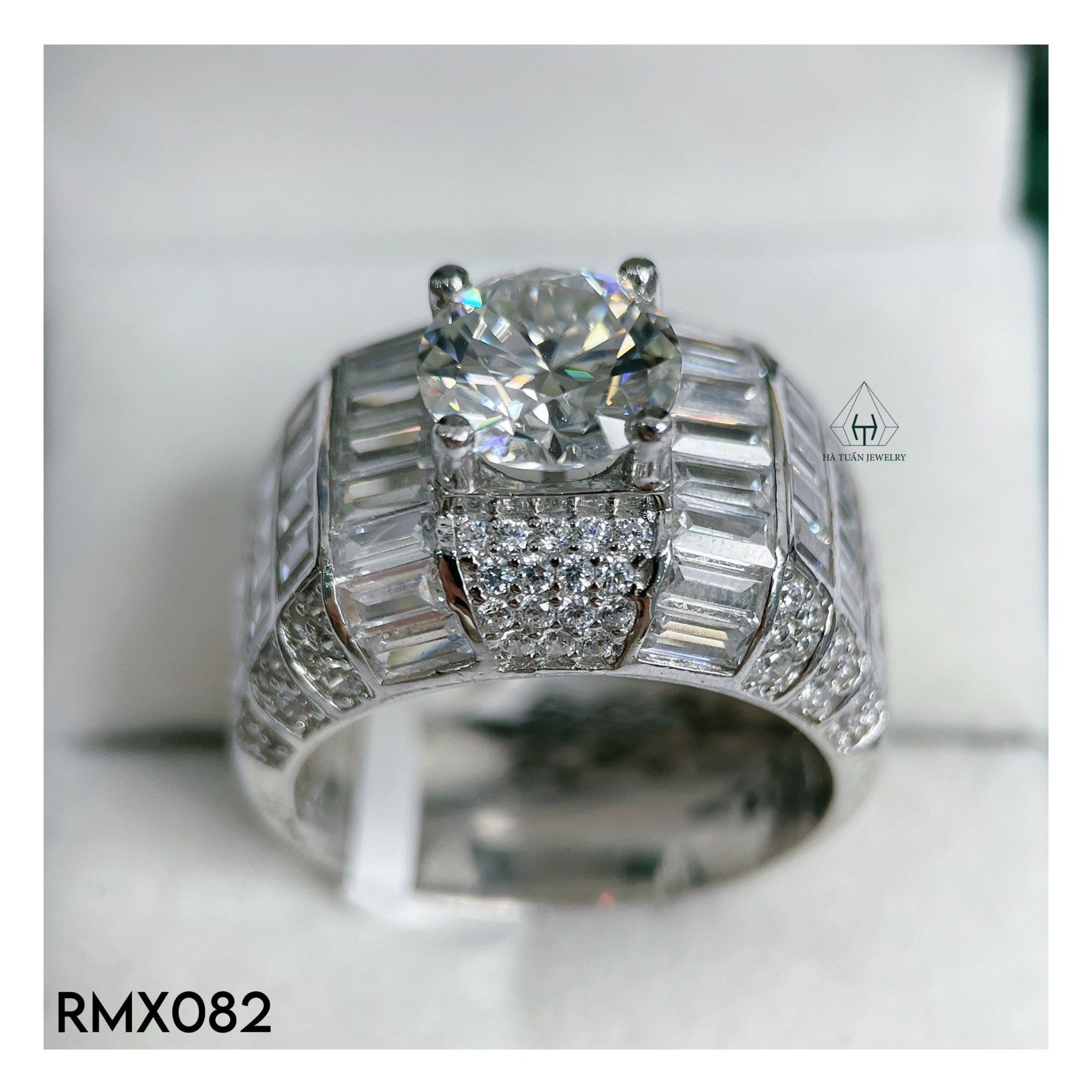  RMX082 9mm Nhẫn nam viền baguette 