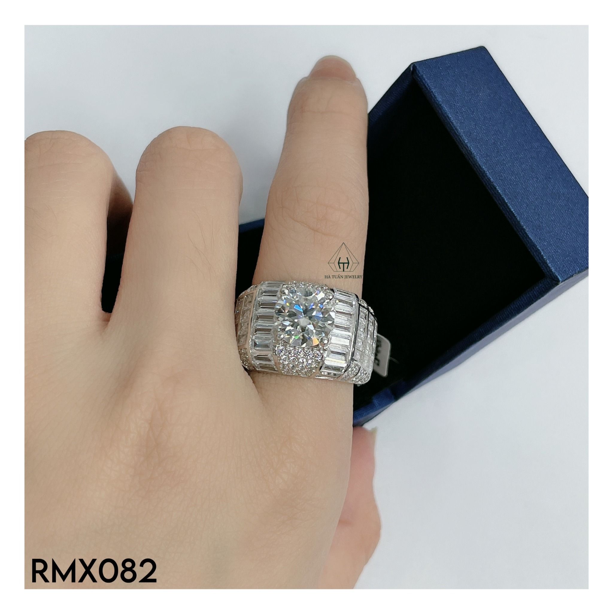  RMX082 9mm Nhẫn nam viền baguette 