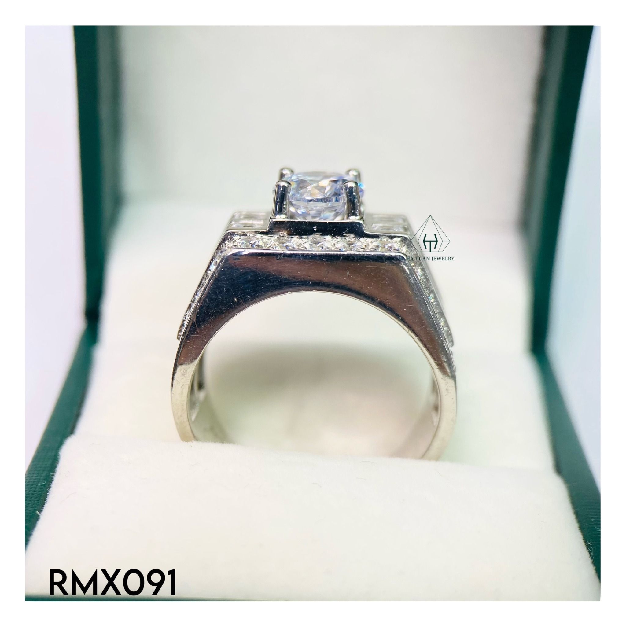  RMX091 8mm Nhẫn nam viền đá 