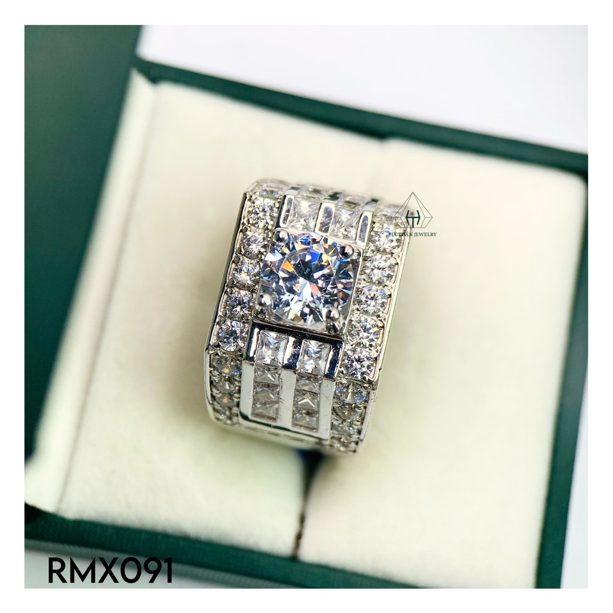  RMX091 8mm Nhẫn nam viền đá 