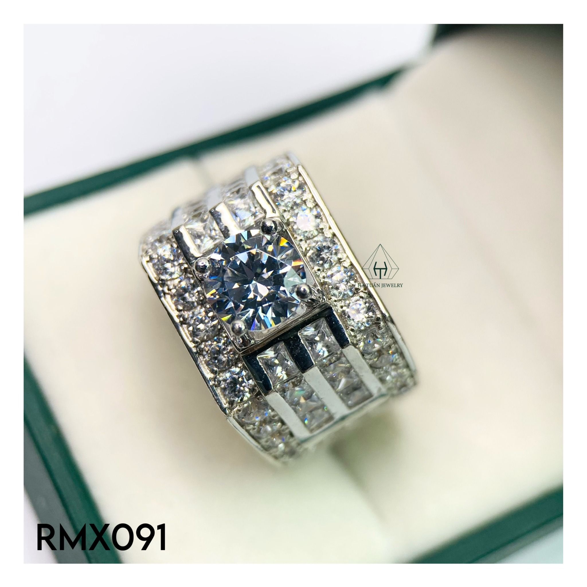 RMX091 8mm Nhẫn nam viền đá 