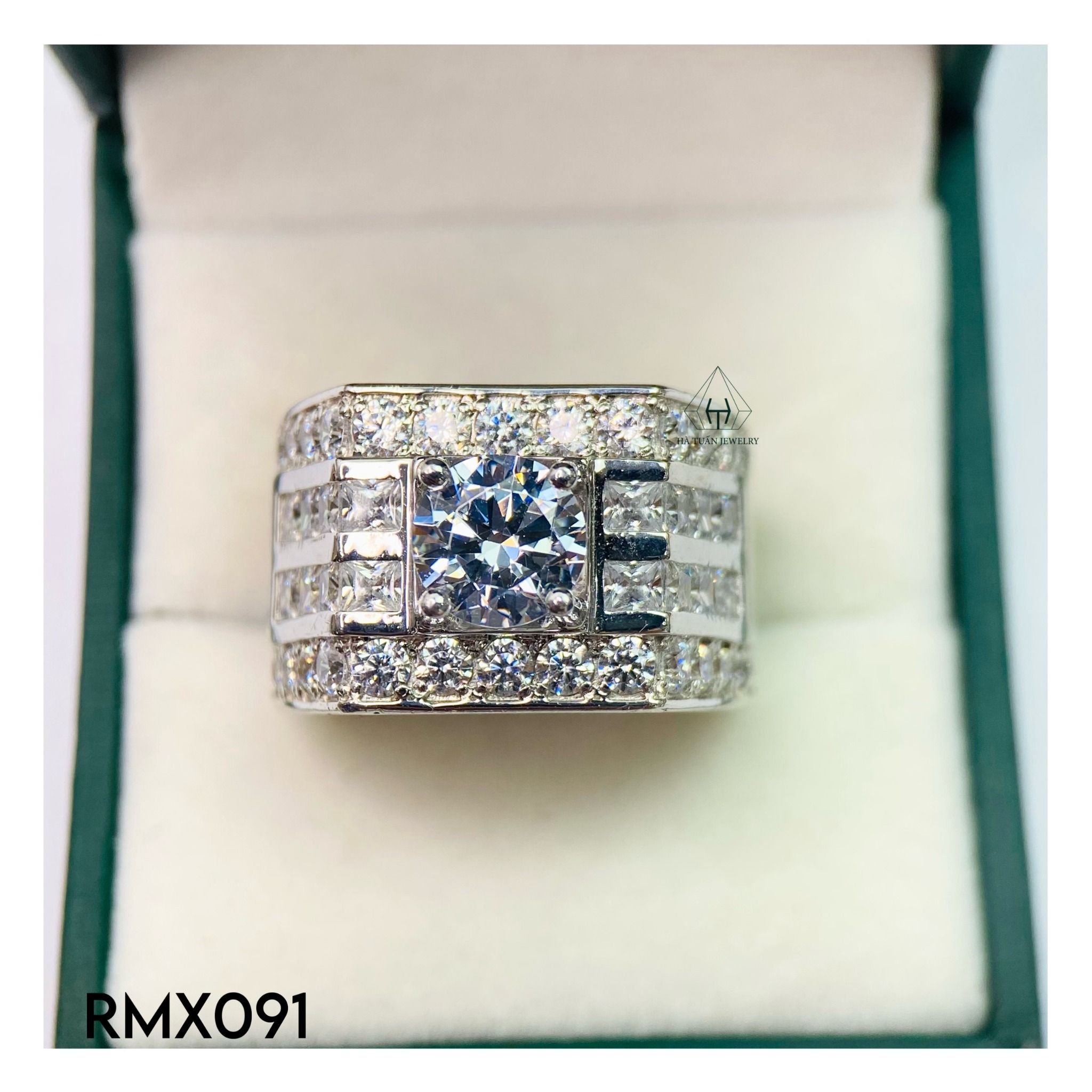  RMX091 8mm Nhẫn nam viền đá 