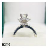  RX119 6mm Nhẫn chủ cao đài tấm viền 3 hàng đá 