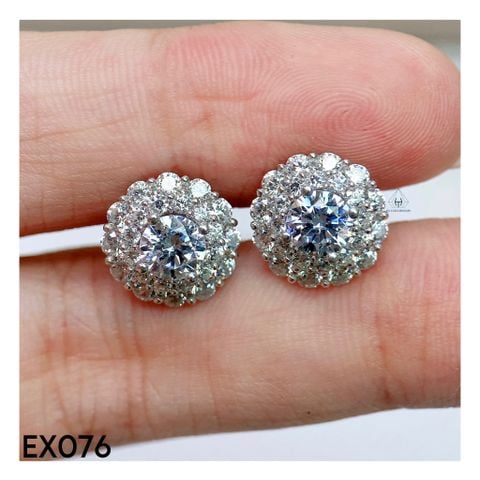 EX076 5mm Bông tai tròn 2 tầng 14 cánh