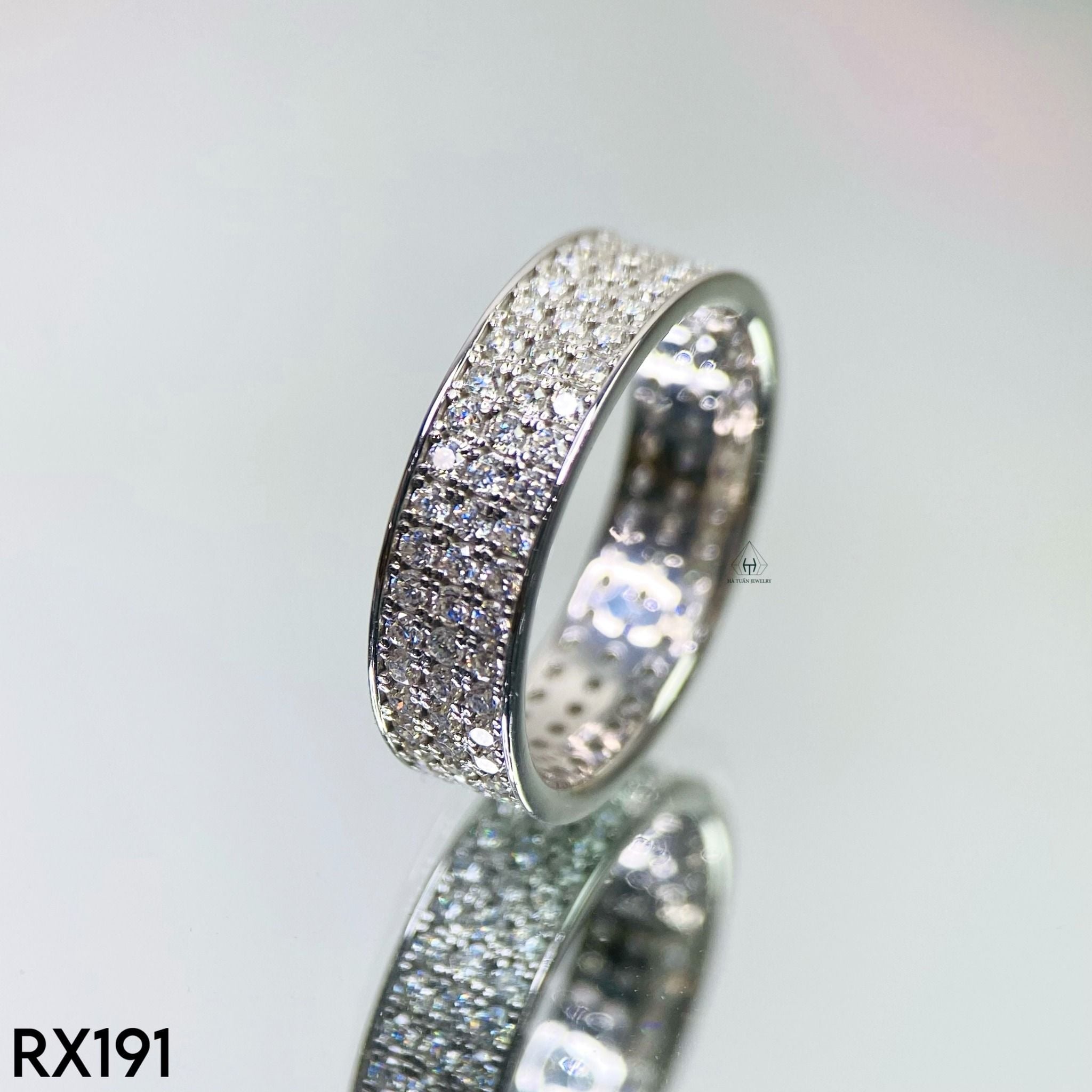  RX191 FULL MOIS 1.5mm Nhẫn 3 hàng đá 