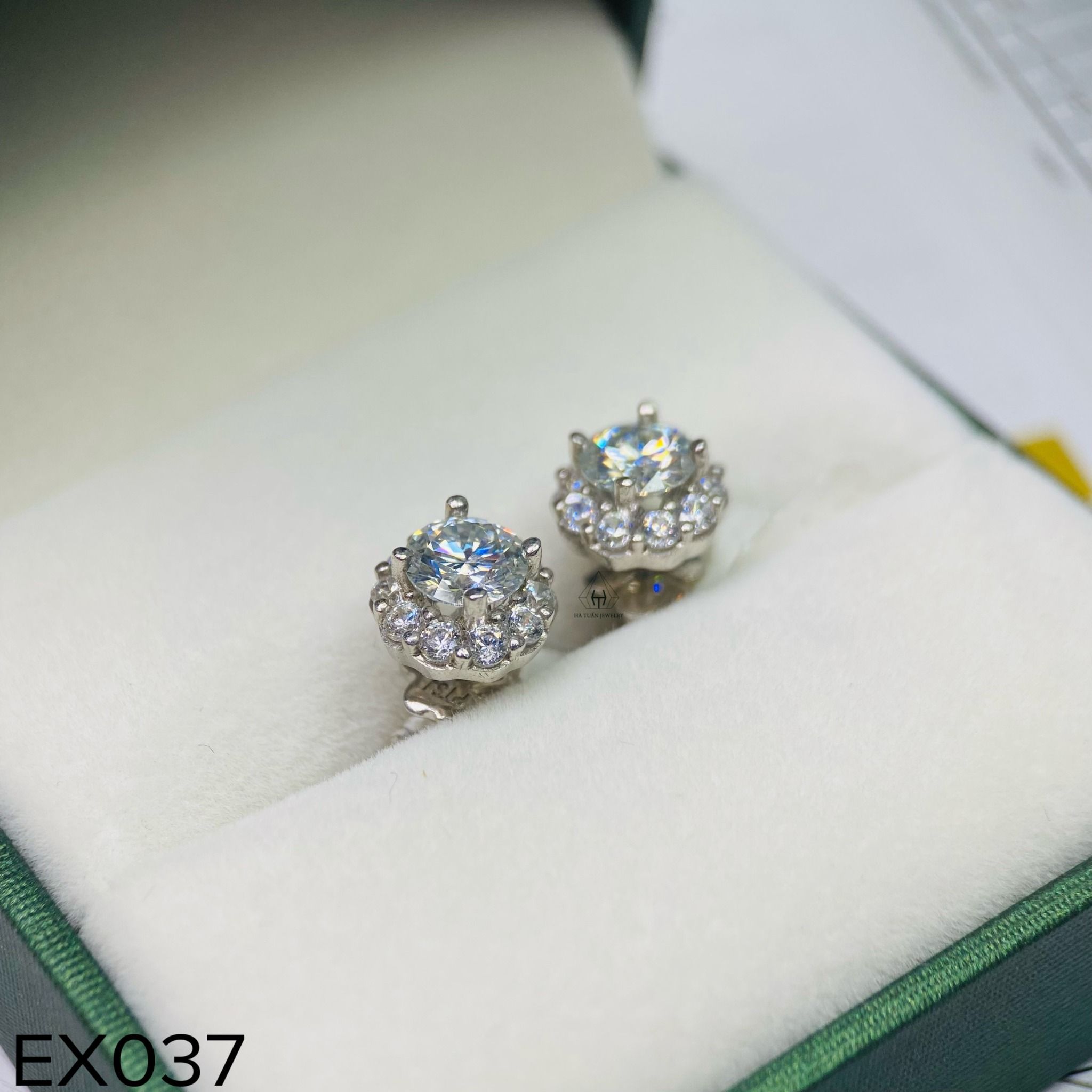  EX037 6mm bông tai viền tấm tròn 