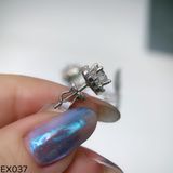  EX037 6mm bông tai viền tấm tròn 