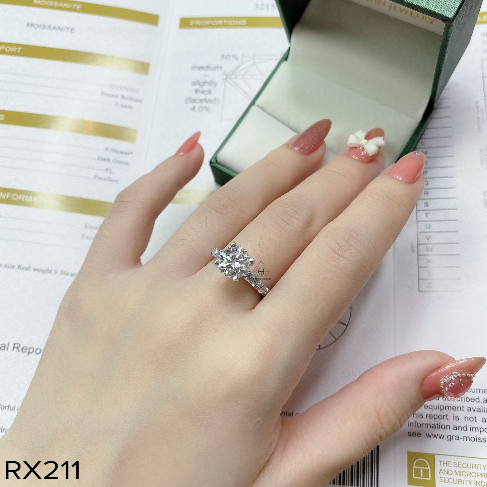  RX211 8mm Nhẫn 4 chấu 1 hàng tấm 