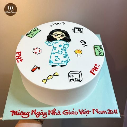  BÁNH KEM HÌNH CÔ GIÁO MÔN HOÁ 