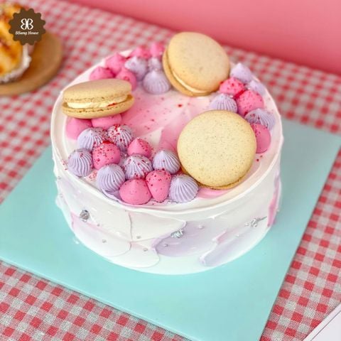  BÁNH KEM MACARON MÀU HỒNG 