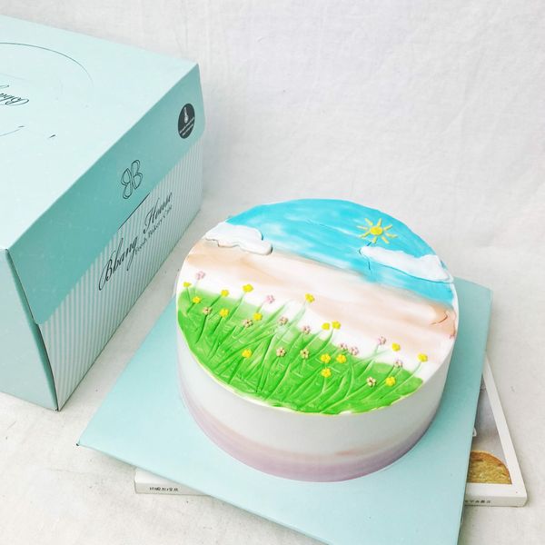 Bánh Kem Màu Xanh Ombre