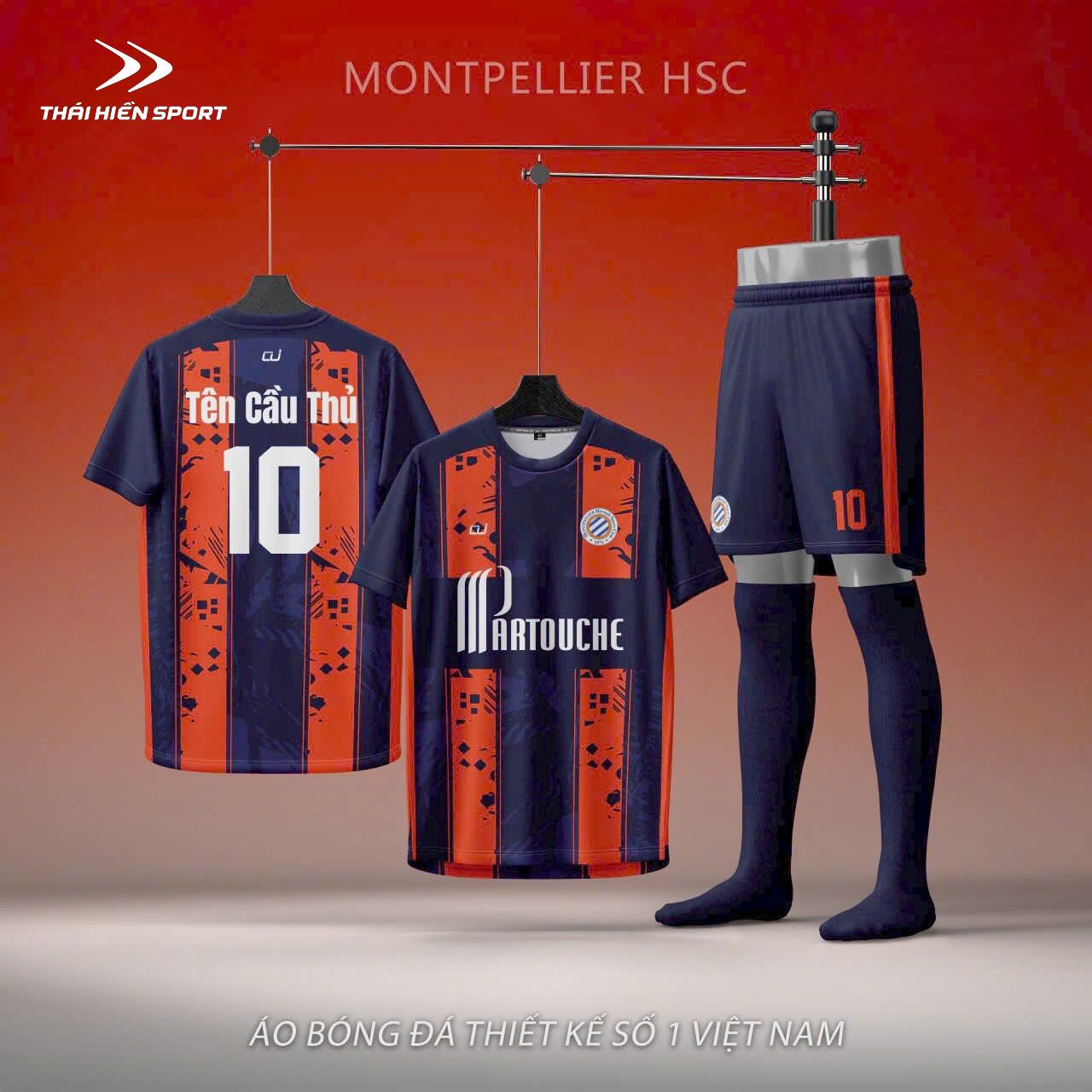  Áo đá bóng thiết kế Montpllier Hsc 