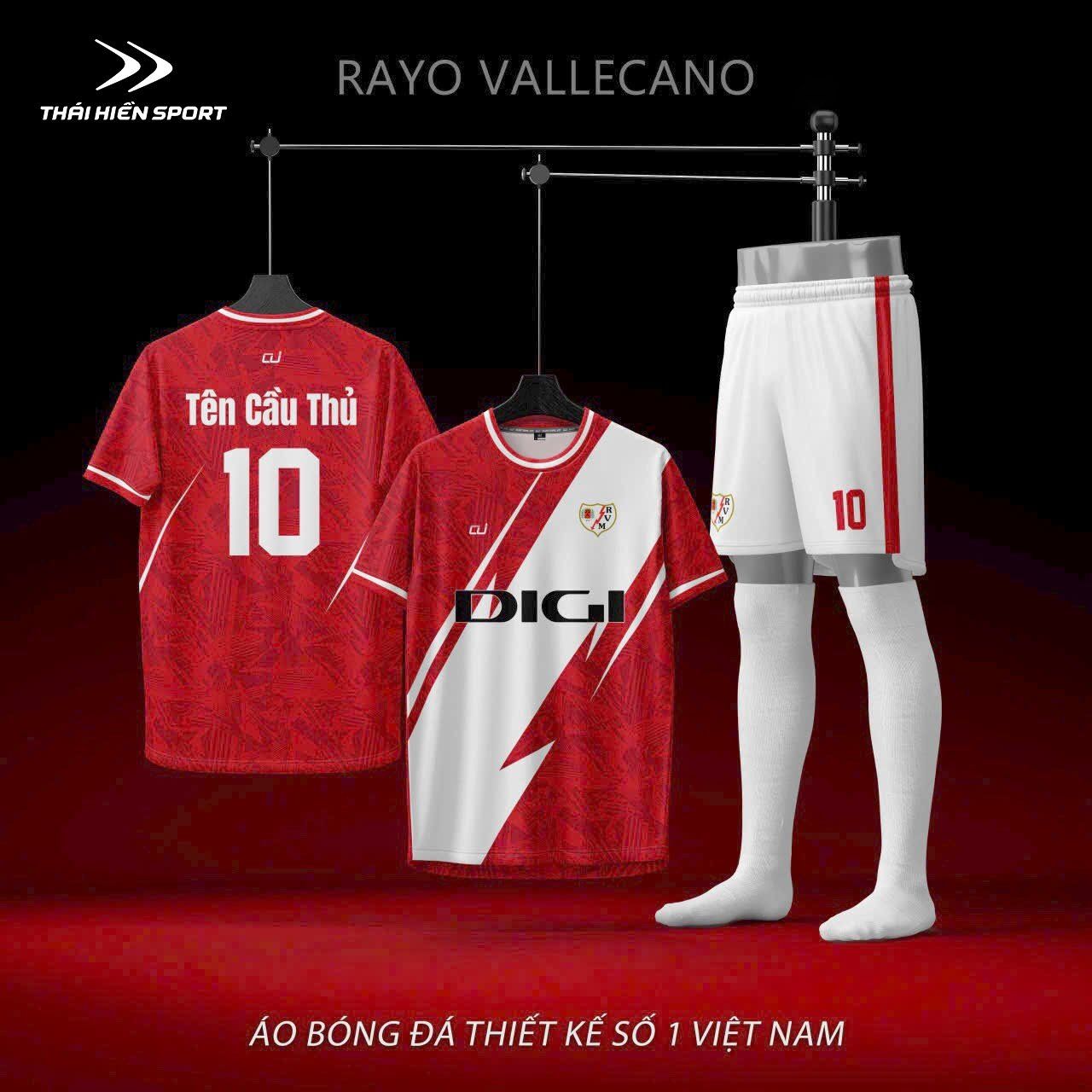  Áo đá bóng thiết kế Rayo Vallecano 