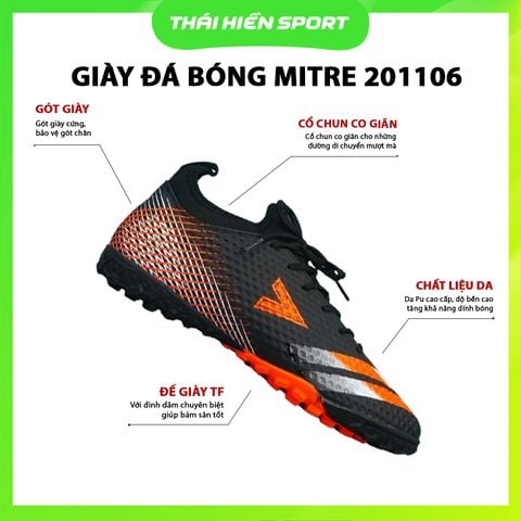 Giày đá bóng Mitre 201106 [Tặng Vớ - Băng keo xốp - Dây giày - Bảo hành keo trọn đời] 