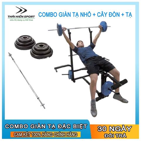  Combo 50kg tạ +ghế tạ đa năng+cây đòn 