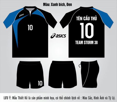  Quần áo bóng chuyền tự thiết kế Đen, Xanh bích 