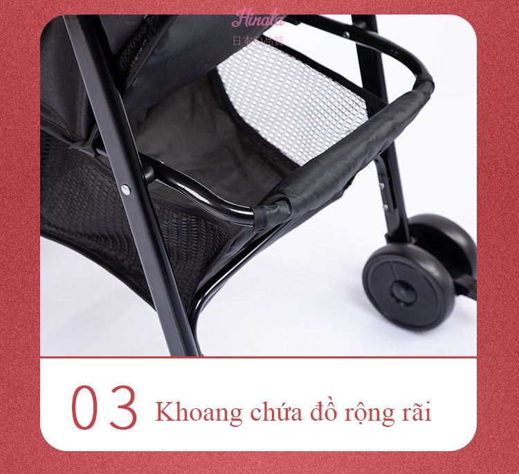  Xe đẩy em bé 2 tư thế ngồi và nằm gọn nhẹ chống gù lưng, giảm sóc XD15 Hinata Nhật Bản 