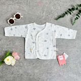  [01 Áo] Áo sơ sinh tay dài cài lệch chất cotton siêu mềm mịn Hinata A01 