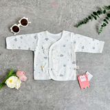  [03 Áo] Áo sơ sinh tay dài cài lệch chất cotton siêu mềm mịn Hinata A01 