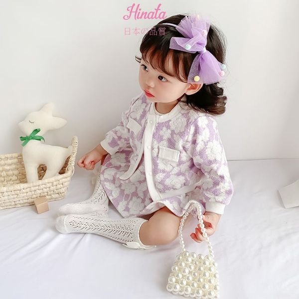  Set đầm hoa tím giả vest Hinata cho bé gái BF30 