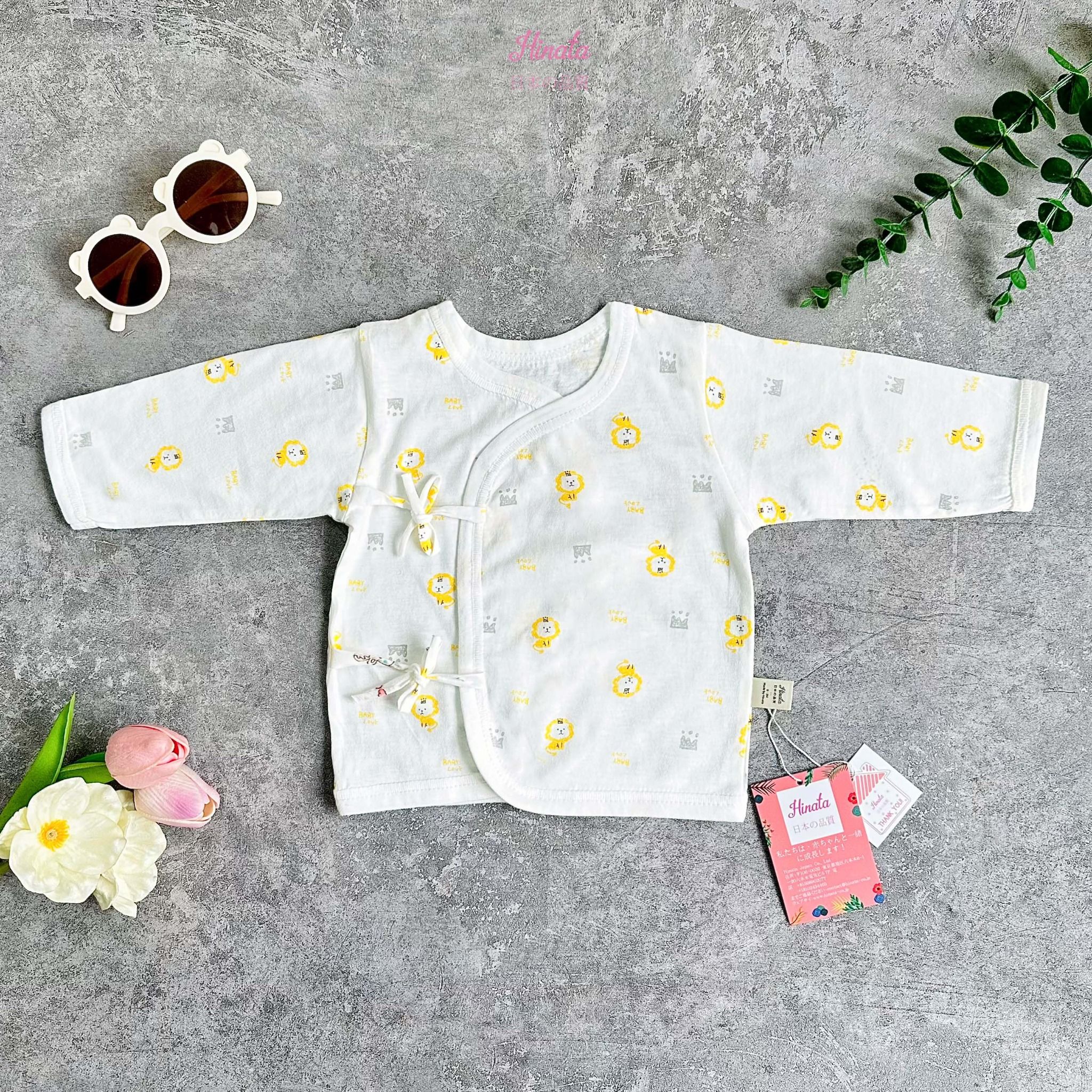  [01 Áo] Áo sơ sinh tay dài cài lệch chất cotton siêu mềm mịn Hinata A01 