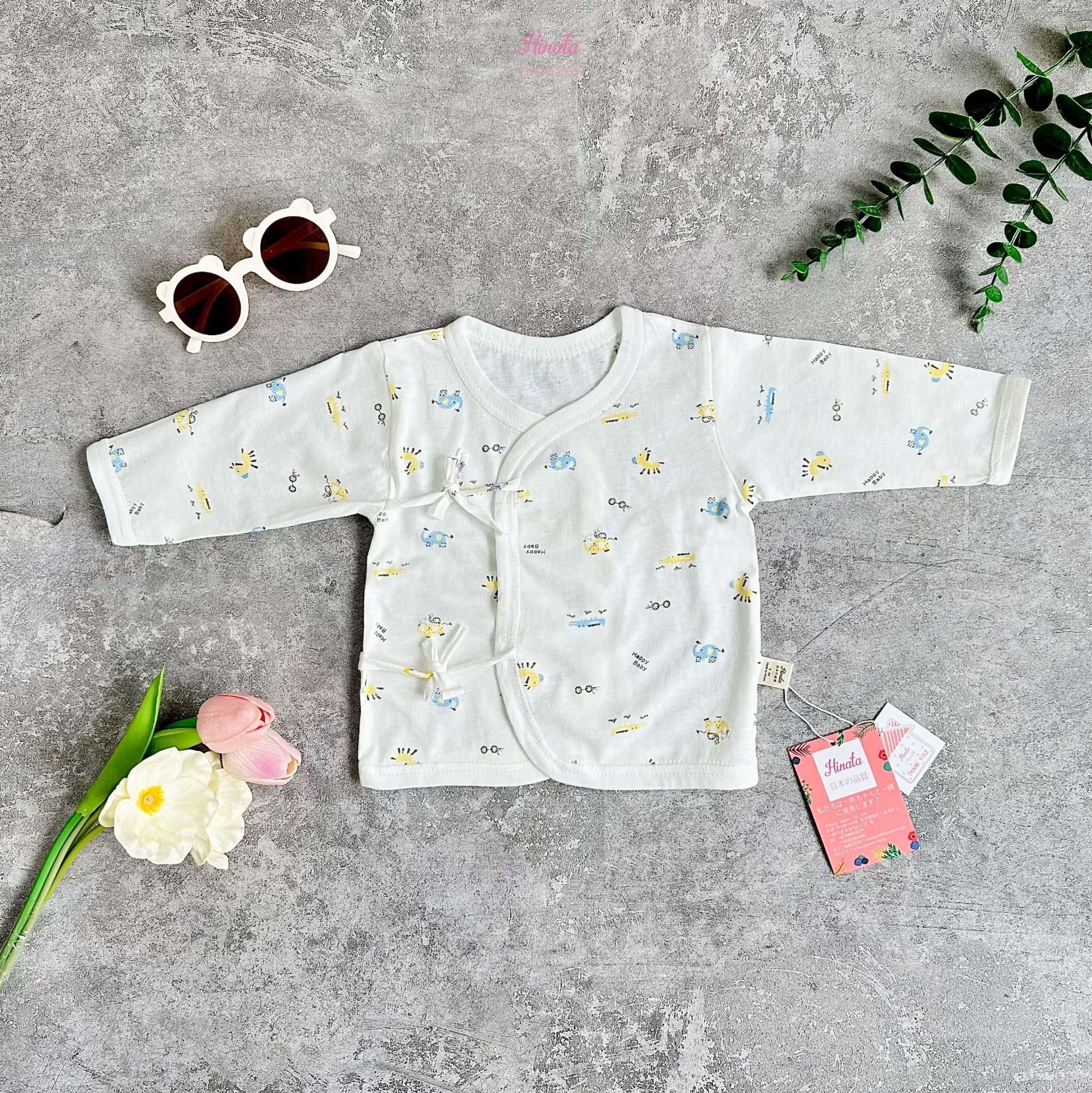  [05 Áo] Áo sơ sinh tay dài cài lệch chất cotton siêu mềm mịn Hinata A01 