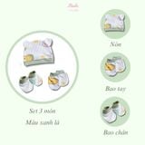  [03 Set]  Mũ, Vớ, Bao tay sơ sinh cho bé từ 0-6 tháng Hinata CB01 