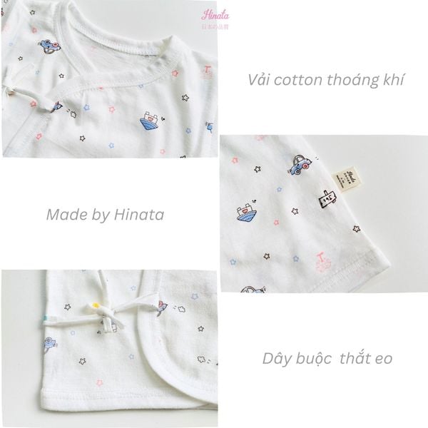  Áo sơ sinh tay dài cài lệch chất cotton siêu mềm mịn Hinata A01 