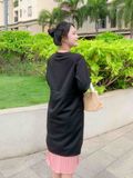  Đầm bầu dài xẻ tà xếp ly Hinata DB022 