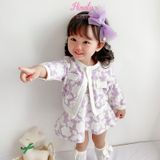  Set đầm hoa tím giả vest Hinata cho bé gái BF30 