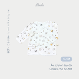  [01 Áo] Áo sơ sinh tay dài cài lệch chất cotton siêu mềm mịn Hinata A01 