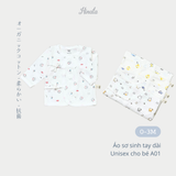  [01 Áo] Áo sơ sinh tay dài cài lệch chất cotton siêu mềm mịn Hinata A01 