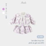  Set đầm hoa tím giả vest Hinata cho bé gái BF30 