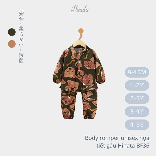  Body Romper Unisex họa tiết gấu Hinata BF36 