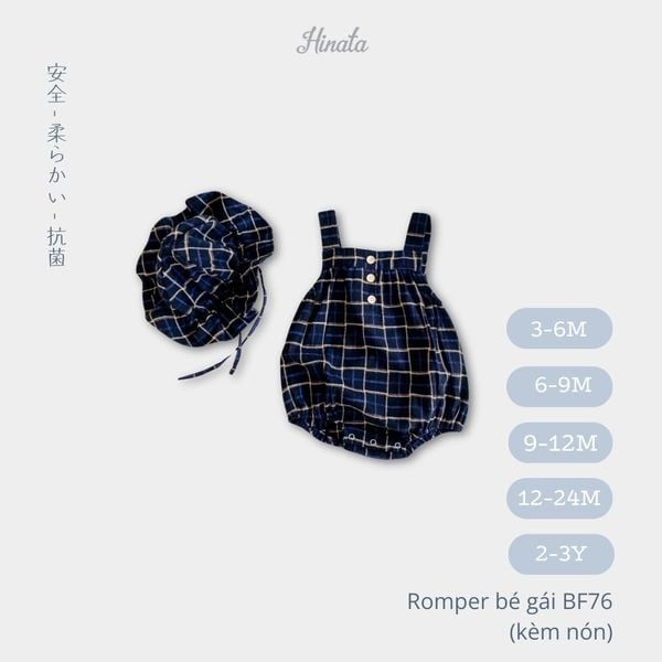  Romper sọc màu xanh cho bé gái BF76 
