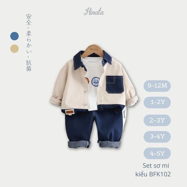  Set Sơ Mi Bé Trai 9 Tháng - 5 Tuổi Hinata BFK102 