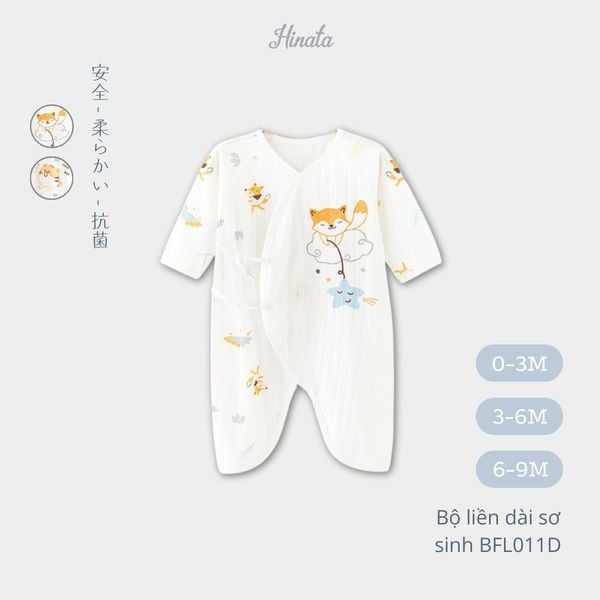  (02Set) Bộ liền dài tay cho bé sơ sinh từ 0-9 tháng BFL011D 
