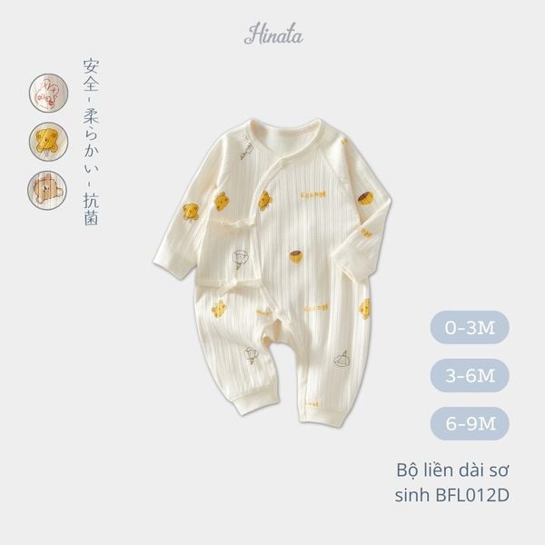  (02Set) Bộ liền dài tay cho bé sơ sinh từ 0-9 tháng BFL012D 