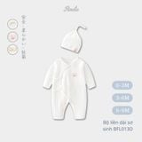  (02Set) Bộ liền dài tay cho bé sơ sinh từ 0-9 tháng BFL013D ( có kèm mũ ) 