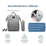  Balo bỉm sữa đa năng + Cổng sạc USB BL12 Hinata 