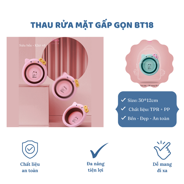  Thau rửa mặt di động Hinata Nhật Bản BT18 